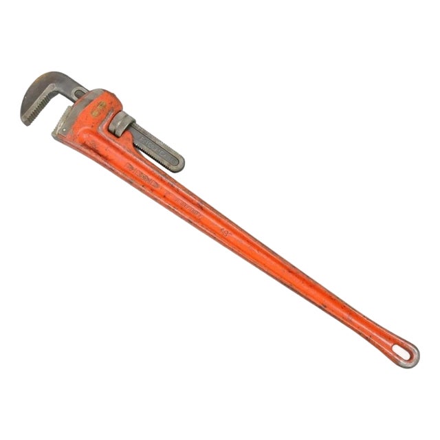 Vintage Ridgid 48 Heavy Duty Straight Plumbers Pipe Wrench 48" Red Cast Iron For Sale