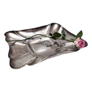 Vintage Italian Embossed Silver Plated Tray by Olri, 1950s For Sale