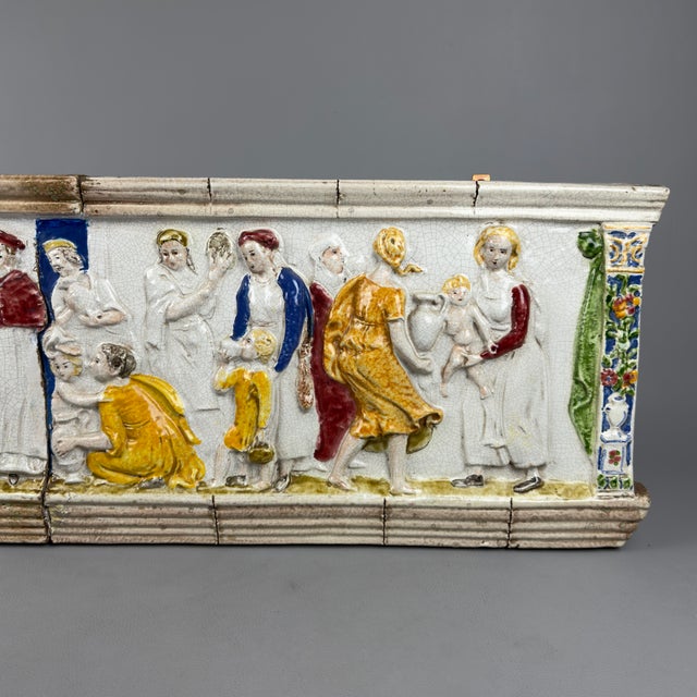 Large Works of Mercy Frieze Relief in Majolica For Sale - Image 5 of 14