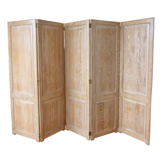 Large French Oak Folding Screen, 1940s For Sale