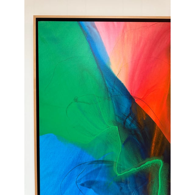 Large Mid-Century Modern Lillian B. Beranek Original Abstract Acrylic Painting on Canvas For Sale - Image 4 of 7