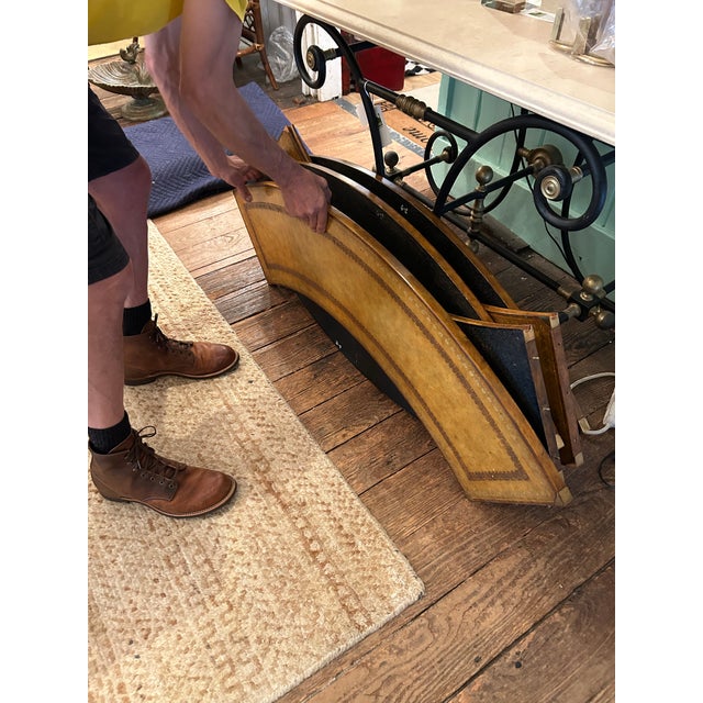 Maitland Smith Round Tooled Leather & Mahogany Extension Dining Center Table For Sale - Image 14 of 17