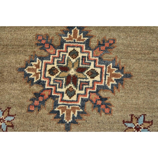 Kazak Runner 2’9” X 7’10” Brown Wool Tribal Hand-Knotted Oriental Rug For Sale - Image 4 of 12