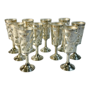 1950s Vintage Boho Chic Art Deco Mexican Antonio Pineda Sterling Silver Cordials - Set of 10