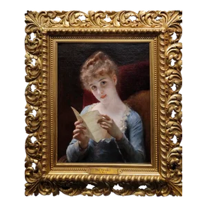 Adolphe Piot Portrait of a Mistress Reading a Love Letter -19th Century Oil Painting