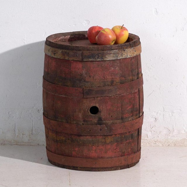 Antique Wooden Barrel with Iron Hoops, Hungary, 1930 For Sale - Image 6 of 8