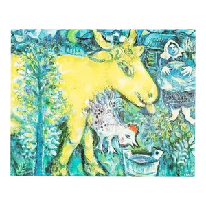1972 After Marc Chagall "The Farm, the Village", Full-Color Parisian Print