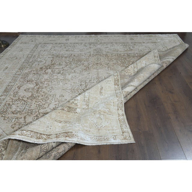 1970s Vintage Persian Handmade Wool Cotton Brown Area Rug For Sale In San Francisco - Image 6 of 11