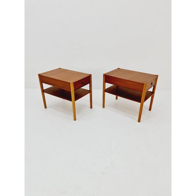 Mid-Century Danish Teak and Oak Bedside Tables, 1960s, Set of 2 For Sale - Image 6 of 12