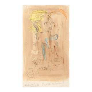 The Lovers "The Eyes Have It" Figurative Abstract Watercolor and Pencil on Paper by Ricardo De Silva For Sale