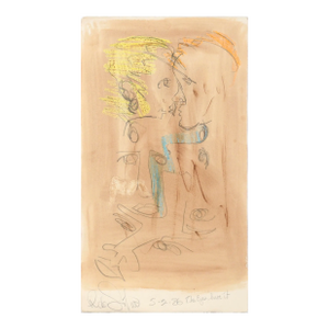 The Lovers "The Eyes Have It" Figurative Abstract Watercolor and Pencil on Paper by Ricardo De Silva