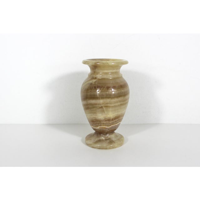 Vintage Onyx Marble Vase, Amber Cream Crystal Veining, Shelf Styling Decor, Stone For Sale - Image 4 of 9