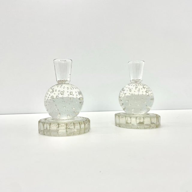Glass Vintage Candleholders in Murano, 1940, Set of 2 For Sale - Image 7 of 7