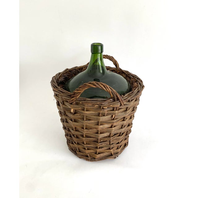 French Demijohn in Willow Double Handled Basket For Sale - Image 4 of 11