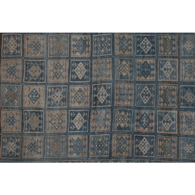 Mid-Century Modern Distressed Low Pile Caucasian Rug For Sale - Image 3 of 13
