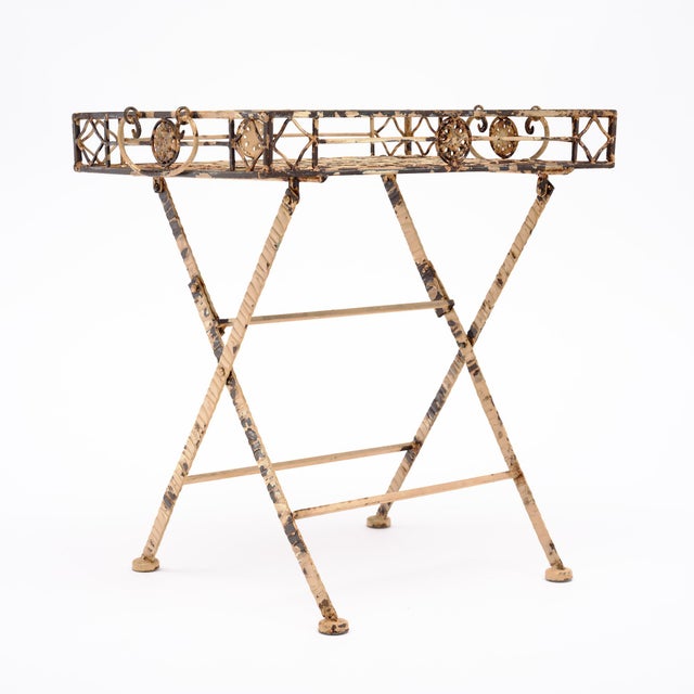 Art Deco Folding Side Tray Tables, Art Deco Period, Metal, French, 1930s For Sale - Image 3 of 9