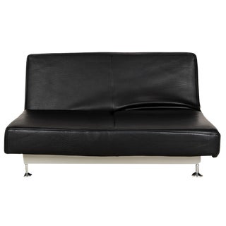 Damier Leather Two Seater Black Manual Relaxation Sofa from Edra For Sale