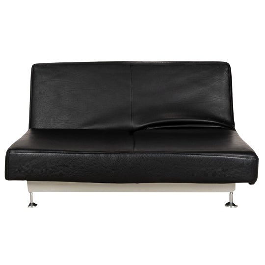 Damier Leather Two Seater Black Manual Relaxation Sofa from Edra For Sale