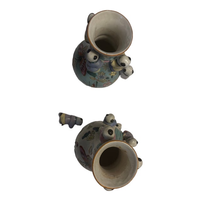 Porcelain Fertility Vases With Applied Children Figure For Sale