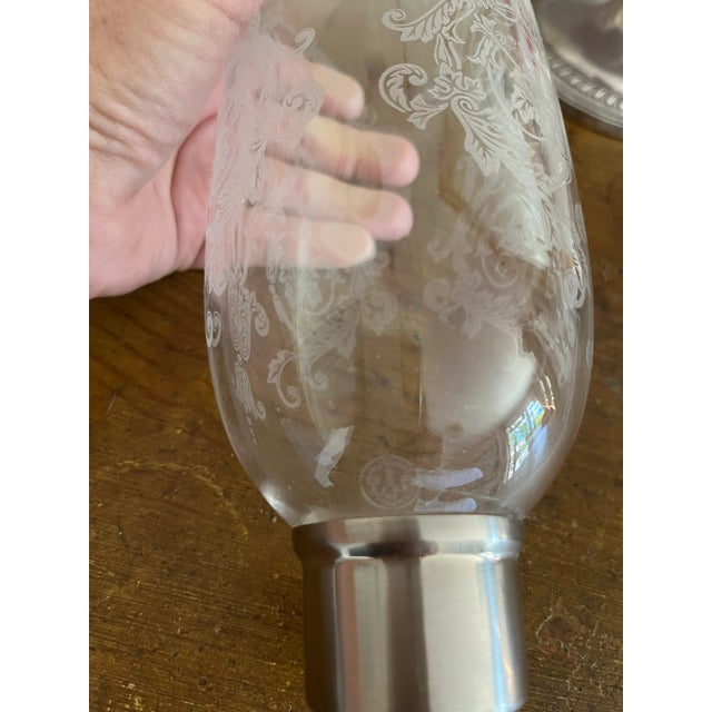 2000s Baccarat Tulip Crystal Hurricanes With Scalloped Rim, Acanthus Pattern- a Pair For Sale - Image 10 of 10