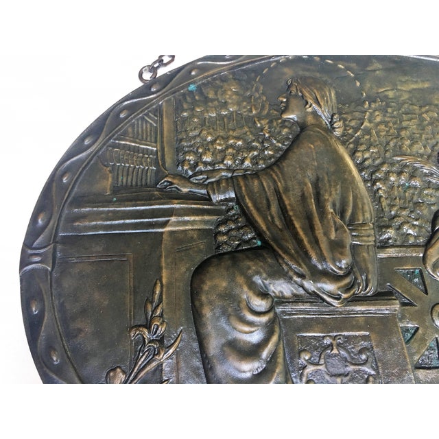 Neoclassical 19th Century Relief Bronze Masterpiece With Cherubs in a Barrel-Organ For Sale - Image 3 of 11