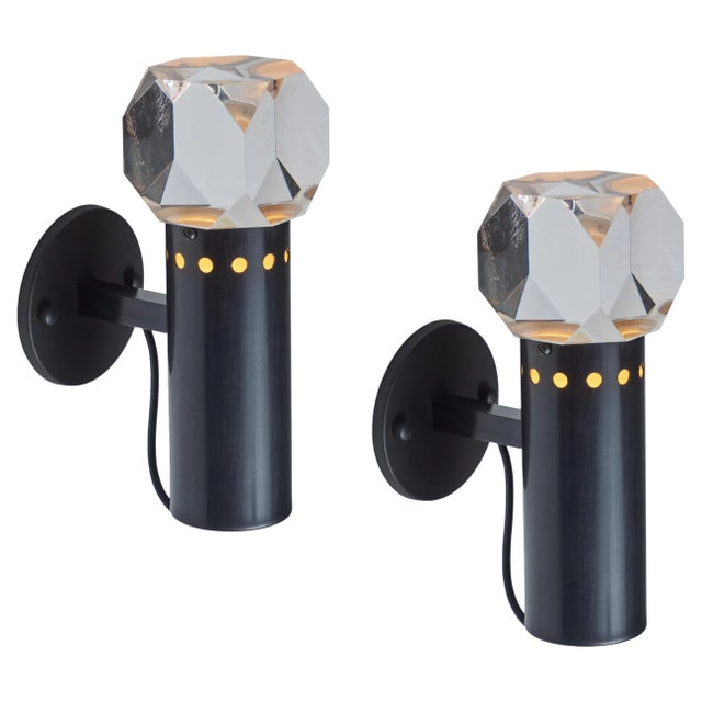 1960s Stilnovo Faceted Diffuser Wall Lamps - a Pair For Sale - Image 11 of 11