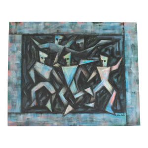 Vintage Cubist-Influenced Original Painting on Canvas - Lisa Bates