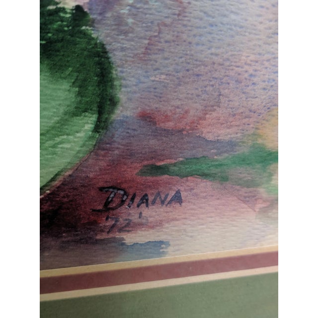 Wood Vintage Original Still Life Botanical Watercolor Signed For Sale - Image 7 of 9