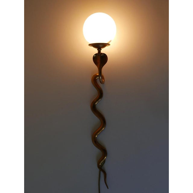 Metal Cast Brass Cobra Wall Lamp attributed to Maison Jansen, 1950s For Sale - Image 7 of 18