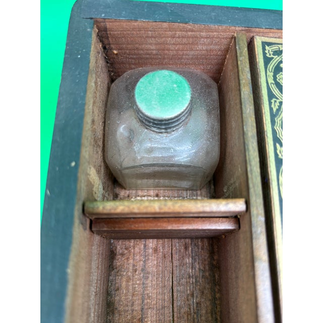 Antique Victorian Writing Slope Lap Desk Portable Box Velvet Interior W/ Key For Sale - Image 12 of 12