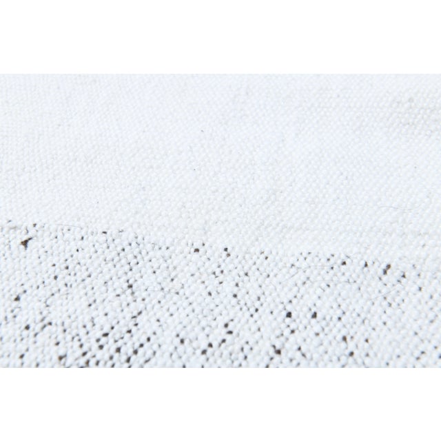 White 1970s Vintage Handmade Wool Cotton White Runner Rug For Sale - Image 8 of 11