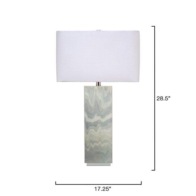 Summit Table Lamp, Pale Blue Lacquer This thoughtfully designed table lamp unifies natural elements in its handmade base....