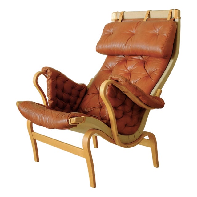 Leather and Canvas Pernilla Chair by Bruno Mathsson For Sale