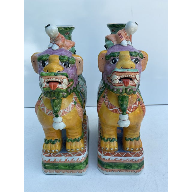 【送料込み】アンティーク　フードッグ　Foo Dogs 希少アンティーク Vintage Ceramic Gilded Kutani FOO DOG With BALL Chinese
