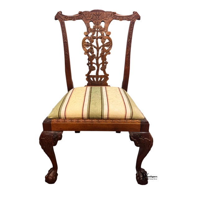 Brown Vintage Chippendale Style Mahogany Dining / Accent Chair For Sale - Image 8 of 8