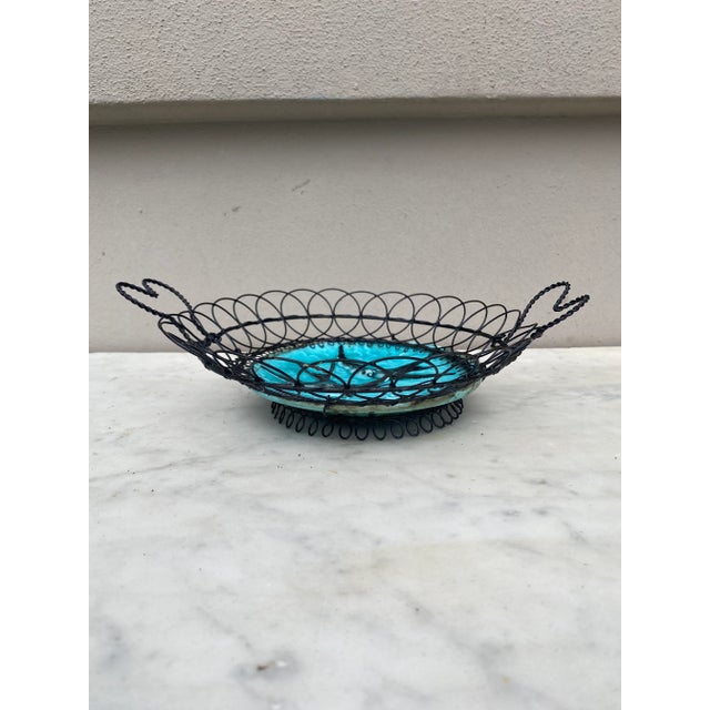 Rustic German Majolica Wire Basket Plate, Circa 1900 For Sale - Image 3 of 5