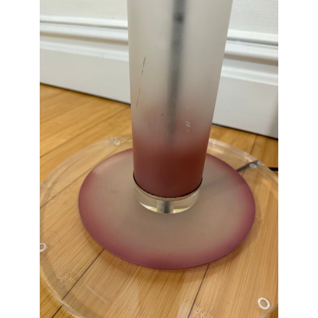 1980 Frosted Lucite Pink Torch Table Lamp For Sale In New York - Image 6 of 11