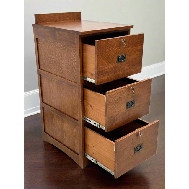 Mission Mission Solid Oak 3 Drawer File Cabinet For Sale - Image 3 of 7