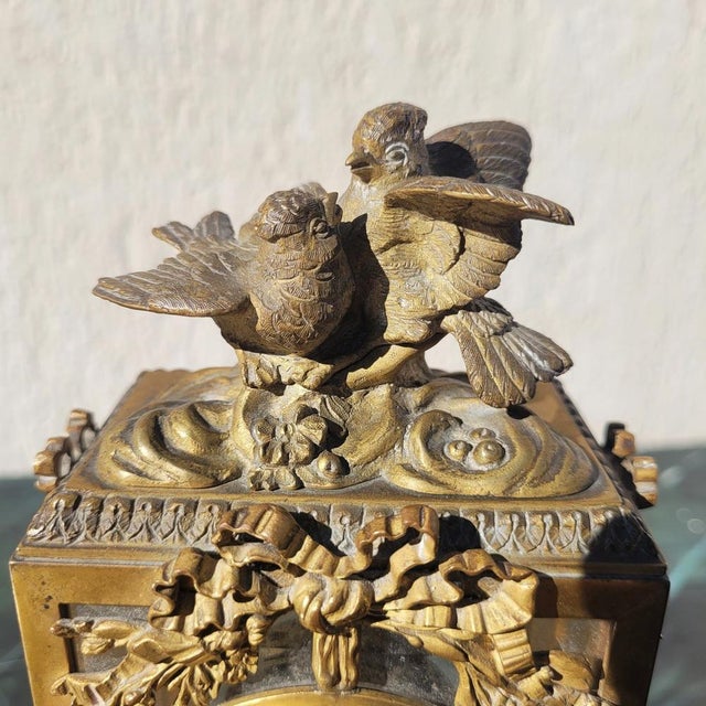 Louis XVI Style Bronze and White Marble Clock, 19th Century For Sale - Image 3 of 14