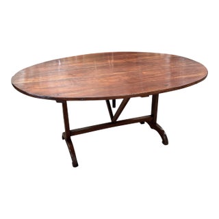 Large 19th Century French Cherry Vendange/ Wine Tasting Dining Table For Sale