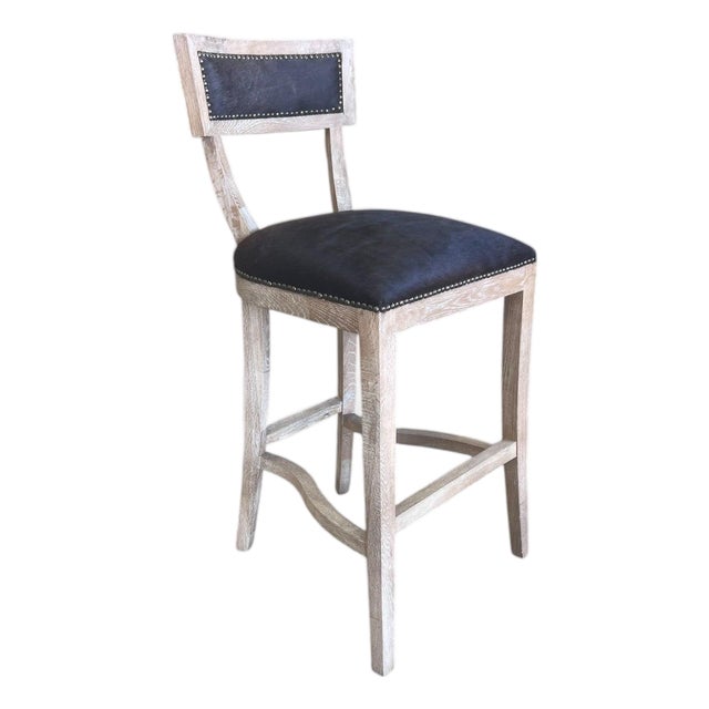 Carvell Counter Stool - Black Cowhide / Oak Frame For Sale