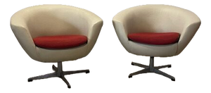 Vintage Cream Swivel Chairs, 1970, Set of 2