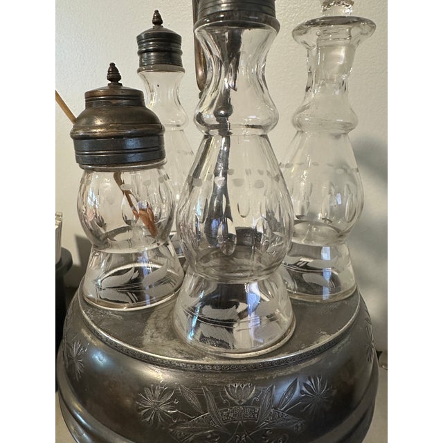 Victorian Antique Victorian Aesthetic Quadruple Plate Condiment Cruet Carousel Set- 5 Pieces For Sale - Image 3 of 6