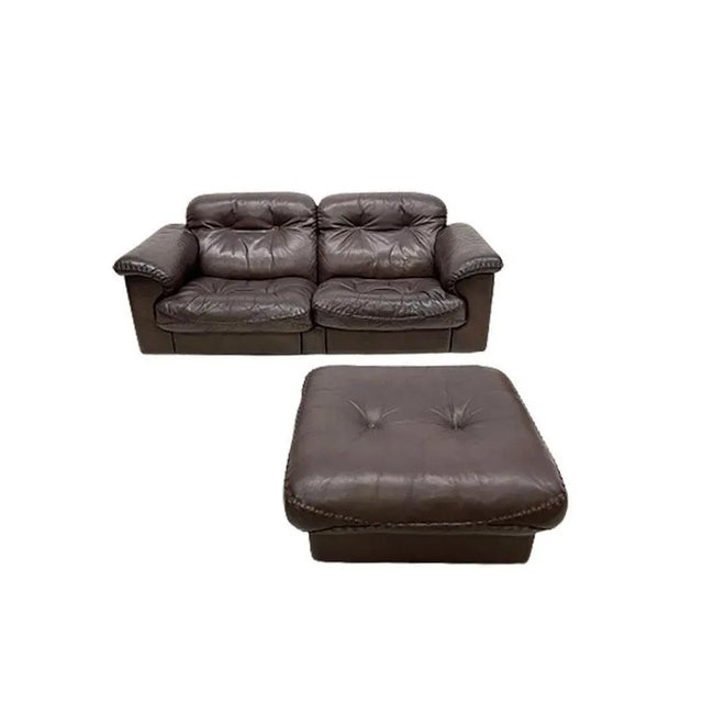 De sede ds-101 brown leather set of a 2 seater sofa and an ottoman a beauty this de sede ds- 101 set, swiss made 2 seater...