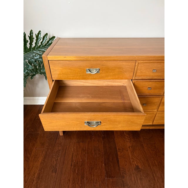 Vintage Mid Century Asian Inspired 12 Drawer Hickory Dresser by Tung Si For Sale - Image 9 of 12