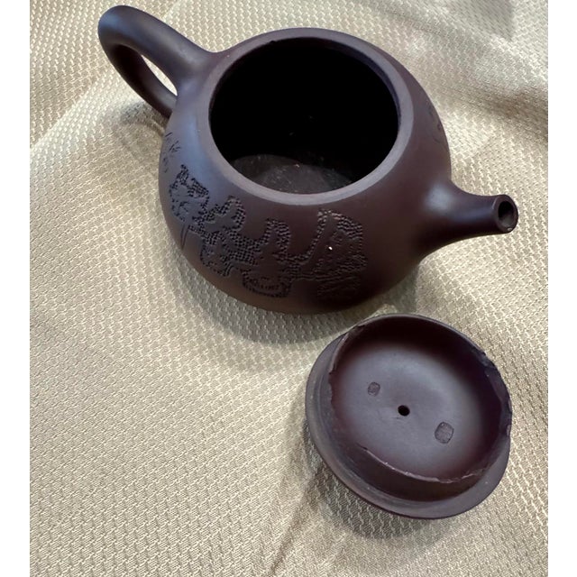 Sculpture Materials Late 20th Century Zhang Yancheng Chaozhou Zhuni Hand-Pulled Engraved Teapot For Sale - Image 7 of 10