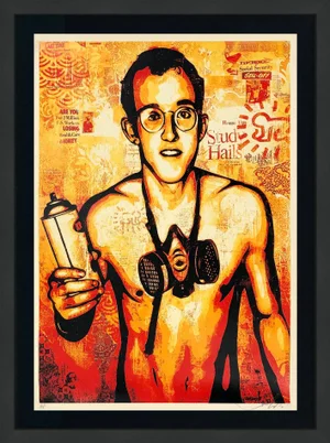 Shepard Fairey Keith Haring (Framed Hand Signed Screen Print), 2010