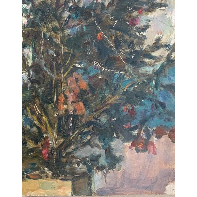Soviet Era Christmas Tree Oil Painting, Ukrainian Artist, 1970s 46-36 For Sale - Image 6 of 6