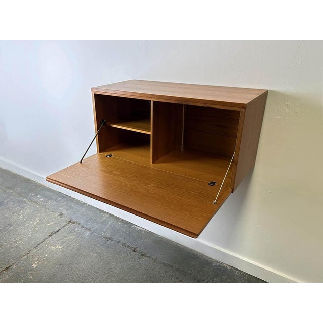 Mid-Century Wall-Mounted Illuminated Drop-Front Desk Cabinet by Beaver & Tapley For Sale - Image 3 of 12
