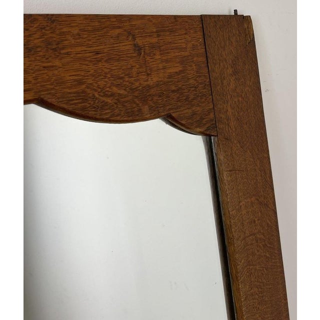 Antique French Mirror with Oak Frame For Sale - Image 4 of 10